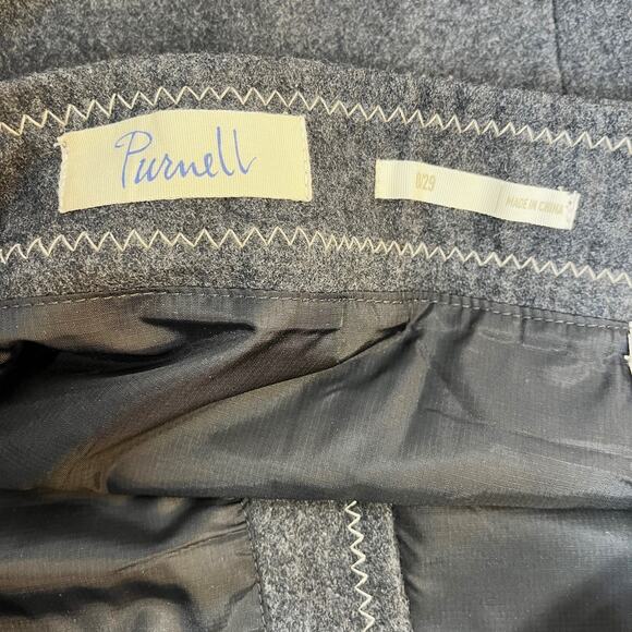 Purnell Women’s 8 Wool Blend Front Zip Mini Skirt Dark Gray Lined Zig Zag Stitch - Picture 3 of 4